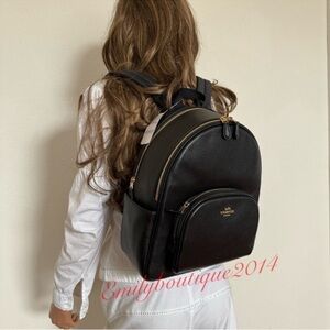 NWT Coach 5666 Court Backpack in Pebble Leather Black Medium Bag